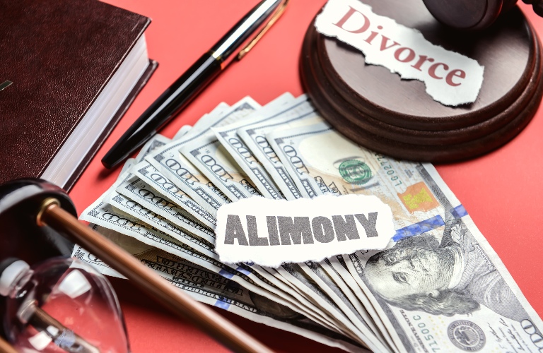 Word alimony on the money and word divorce on the judge's gavel